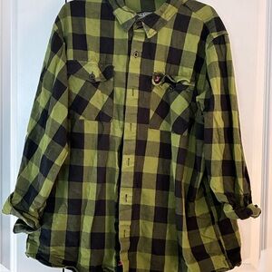 Green and Black Plaid Casual Button Down Shirt 3xl
